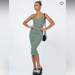 Princess Polly OXFORD MIDI DRESS GREEN  XS/S